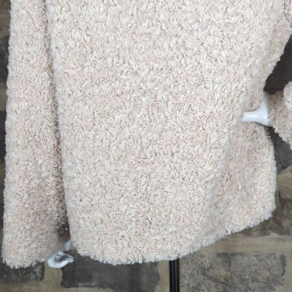 MADE IN Italy Faux Fur Jacket Woman's Cream Snap Lined Curly 3/4 Sleeve Retro - Picture 7 of 13